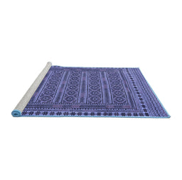 Sideview of Machine Washable Southwestern Blue Country Rug, wshtr2770blu