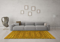 Machine Washable Southwestern Yellow Country Rug, wshtr2770yw