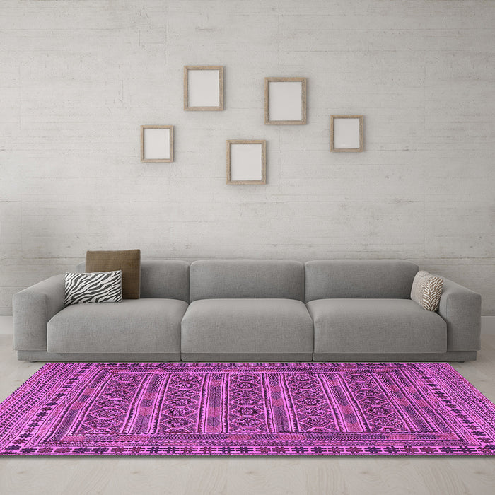 Machine Washable Southwestern Purple Country Area Rugs in a Living Room, wshtr2770pur