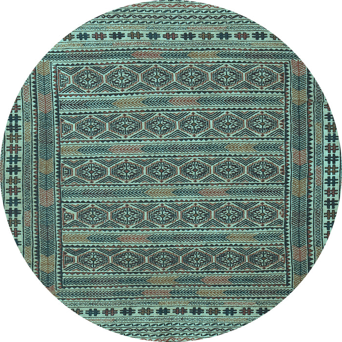 Round Southwestern Light Blue Country Rug, tr2770lblu
