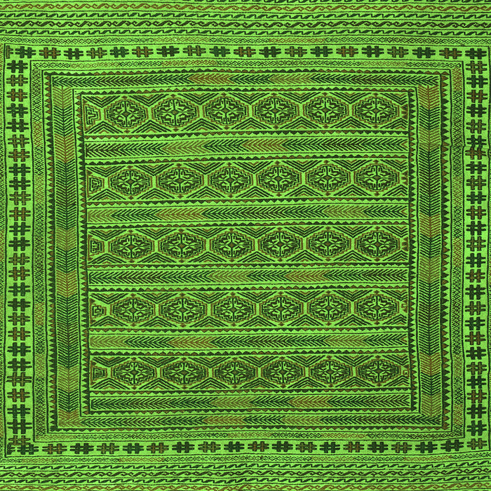 Round Machine Washable Southwestern Green Country Area Rugs, wshtr2770grn