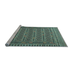 Sideview of Machine Washable Southwestern Light Blue Country Rug, wshtr2770lblu
