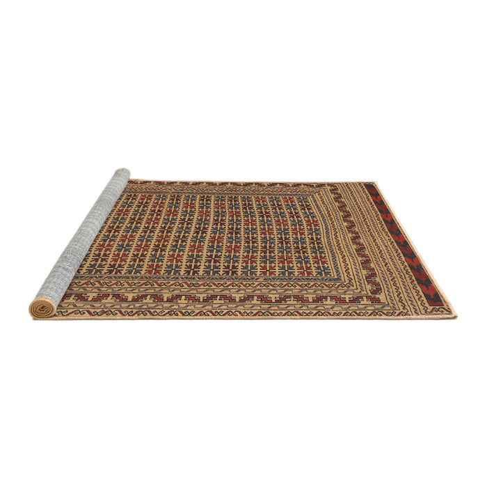 Sideview of Machine Washable Traditional Orange Rug, wshtr2771