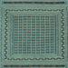 Square Machine Washable Southwestern Light Blue Country Rug, wshtr2771lblu