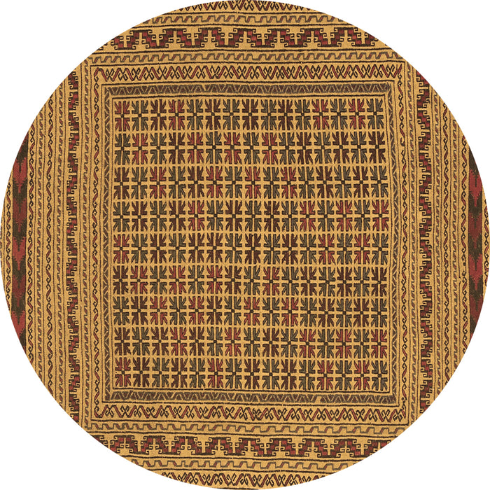 Round Machine Washable Southwestern Brown Country Rug, wshtr2771brn