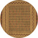 Round Machine Washable Southwestern Brown Country Rug, wshtr2771brn