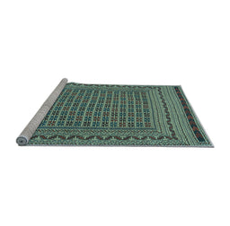 Sideview of Machine Washable Southwestern Light Blue Country Rug, wshtr2771lblu