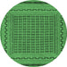 Round Southwestern Emerald Green Country Rug, tr2771emgrn