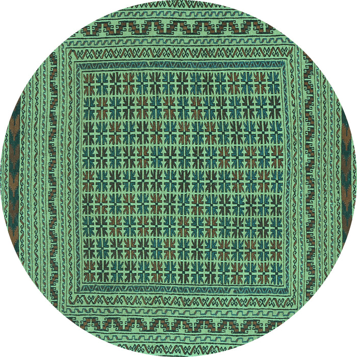 Round Southwestern Turquoise Country Rug, tr2771turq