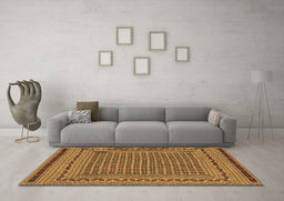 Machine Washable Southwestern Brown Country Rug in a Living Room,, wshtr2771brn
