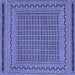 Square Machine Washable Southwestern Blue Country Rug, wshtr2771blu