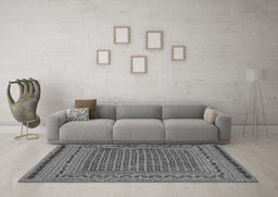 Machine Washable Southwestern Gray Country Rug in a Living Room,, wshtr2771gry