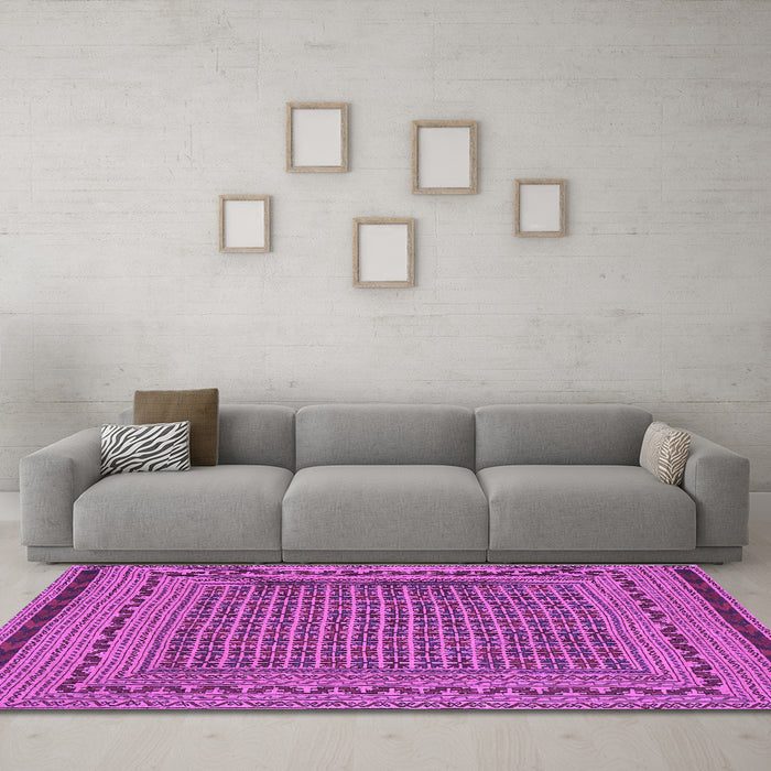 Machine Washable Southwestern Purple Country Area Rugs in a Living Room, wshtr2771pur