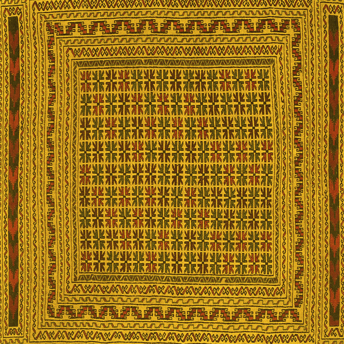 Square Machine Washable Southwestern Yellow Country Rug, wshtr2771yw
