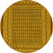 Round Southwestern Yellow Country Rug, tr2771yw