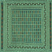 Square Southwestern Turquoise Country Rug, tr2771turq