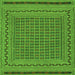 Round Machine Washable Southwestern Green Country Area Rugs, wshtr2771grn