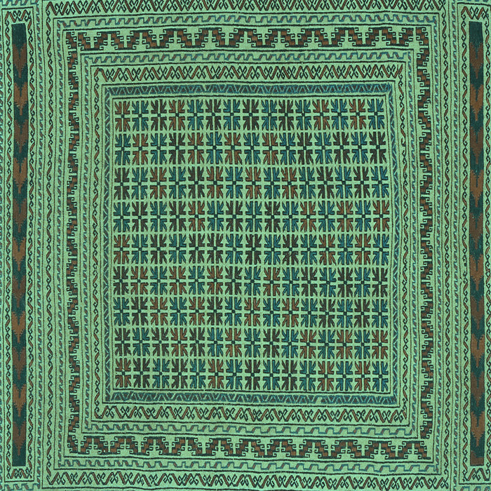 Square Machine Washable Southwestern Turquoise Country Area Rugs, wshtr2771turq