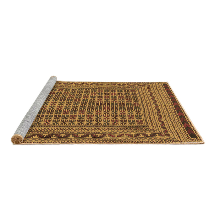 Sideview of Machine Washable Southwestern Brown Country Rug, wshtr2771brn