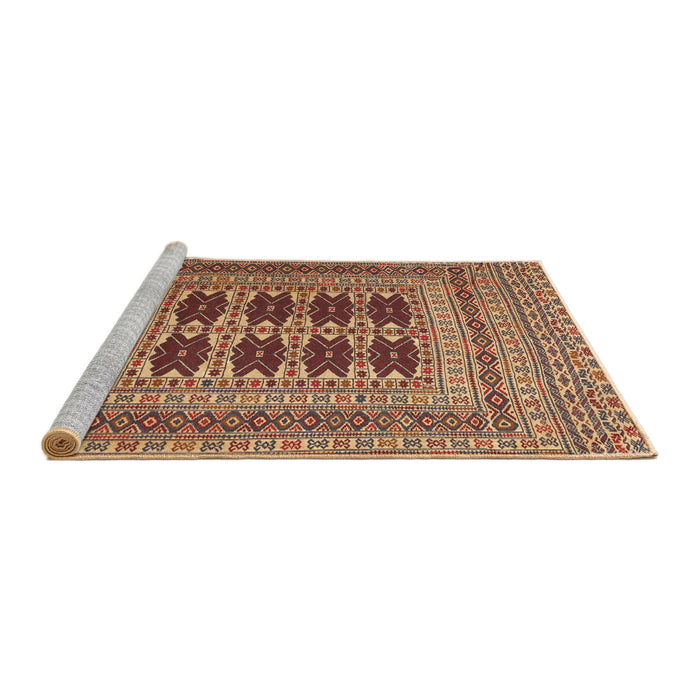 Sideview of Machine Washable Traditional Sand Brown Rug, wshtr2772