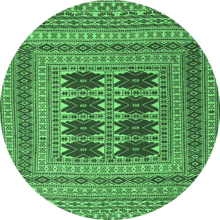 Round Southwestern Emerald Green Country Rug, tr2772emgrn