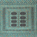 Square Machine Washable Southwestern Light Blue Country Rug, wshtr2772lblu