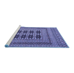 Sideview of Machine Washable Southwestern Blue Country Rug, wshtr2772blu