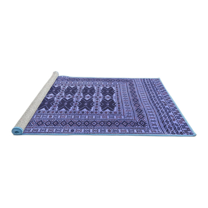 Sideview of Machine Washable Southwestern Blue Country Rug, wshtr2772blu