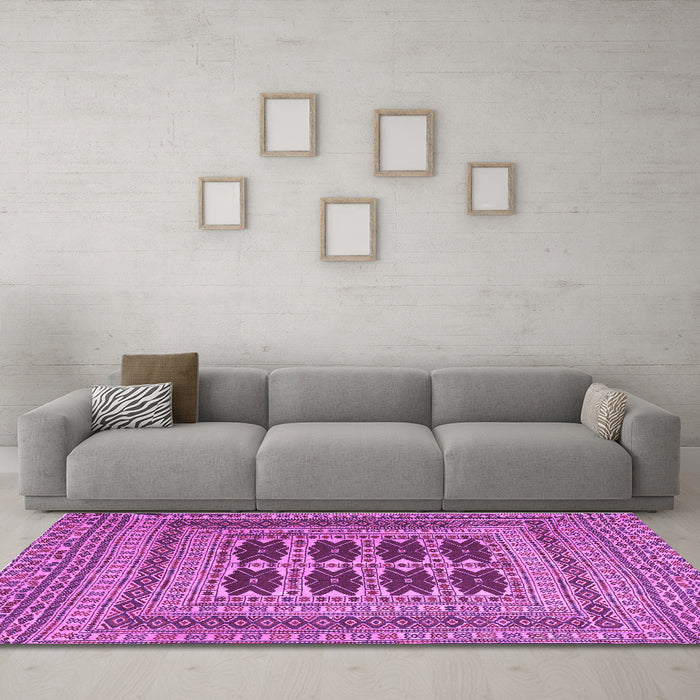 Machine Washable Southwestern Purple Country Area Rugs in a Living Room, wshtr2772pur