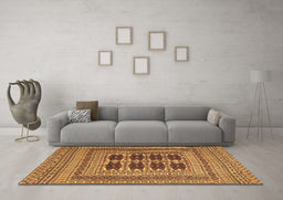 Machine Washable Southwestern Brown Country Rug in a Living Room,, wshtr2772brn
