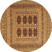 Round Machine Washable Southwestern Brown Country Rug, wshtr2772brn