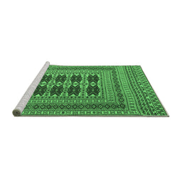 Sideview of Machine Washable Southwestern Emerald Green Country Area Rugs, wshtr2772emgrn