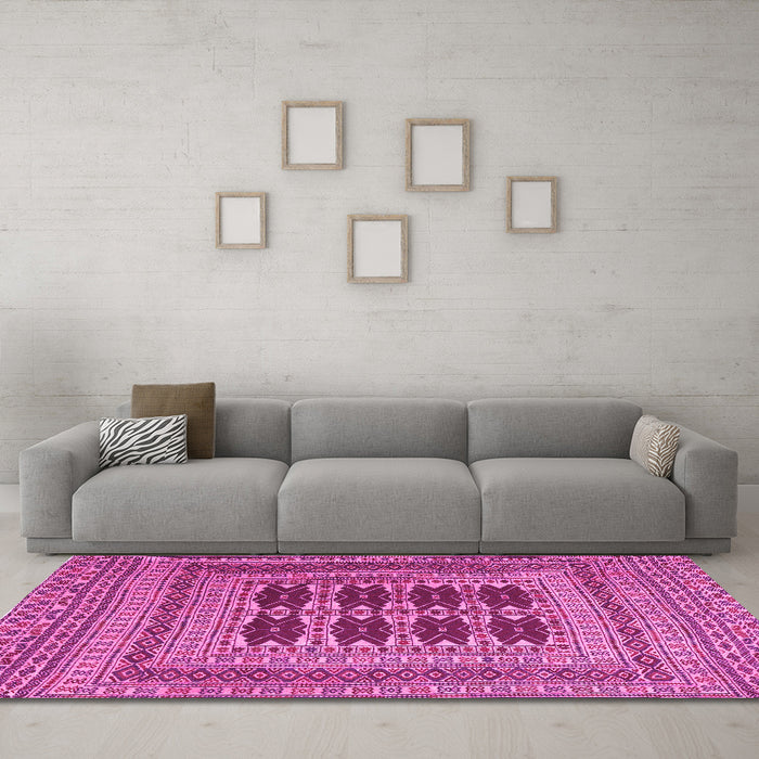 Machine Washable Southwestern Pink Country Rug in a Living Room, wshtr2772pnk