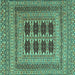 Square Southwestern Turquoise Country Rug, tr2772turq