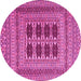 Round Machine Washable Southwestern Pink Country Rug, wshtr2772pnk