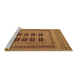 Sideview of Machine Washable Southwestern Brown Country Rug, wshtr2772brn