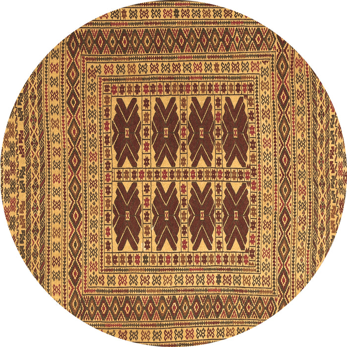 Round Southwestern Brown Country Rug, tr2772brn
