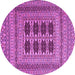 Round Machine Washable Southwestern Purple Country Area Rugs, wshtr2772pur