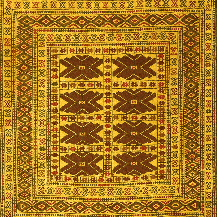 Machine Washable Southwestern Yellow Country Rug, wshtr2772yw