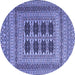 Round Southwestern Blue Country Rug, tr2772blu