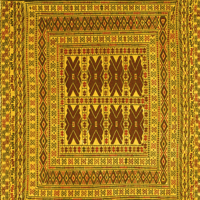 Square Machine Washable Southwestern Yellow Country Rug, wshtr2772yw