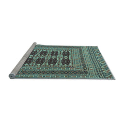 Sideview of Machine Washable Southwestern Light Blue Country Rug, wshtr2772lblu
