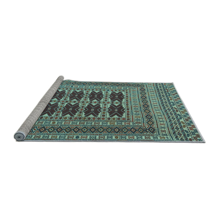 Sideview of Machine Washable Southwestern Light Blue Country Rug, wshtr2772lblu