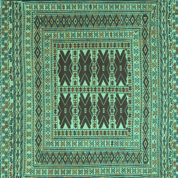 Square Machine Washable Southwestern Turquoise Country Area Rugs, wshtr2772turq