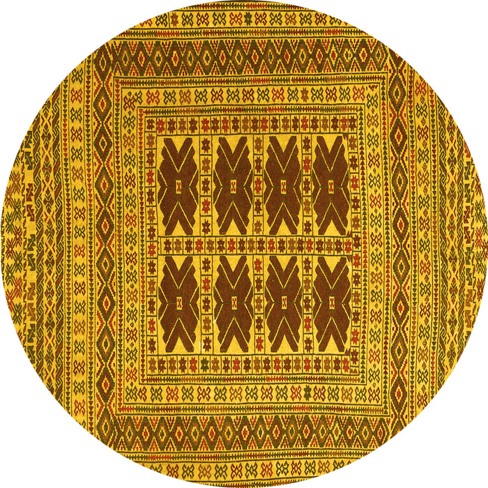 Round Southwestern Yellow Country Rug, tr2772yw