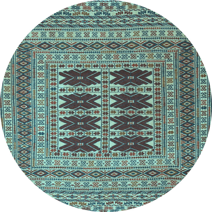 Round Southwestern Light Blue Country Rug, tr2772lblu