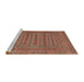 Sideview of Machine Washable Traditional Tangerine Pink Rug, wshtr2773