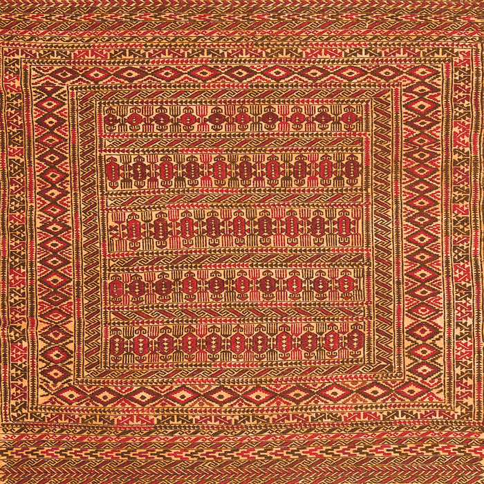 Round Machine Washable Southwestern Orange Country Area Rugs, wshtr2773org