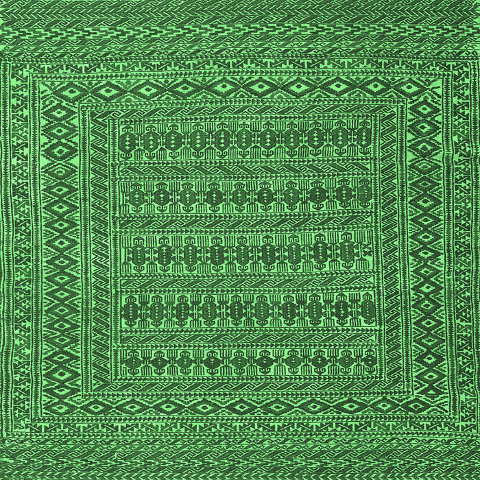 Square Machine Washable Southwestern Emerald Green Country Area Rugs, wshtr2773emgrn