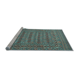 Sideview of Machine Washable Southwestern Light Blue Country Rug, wshtr2773lblu